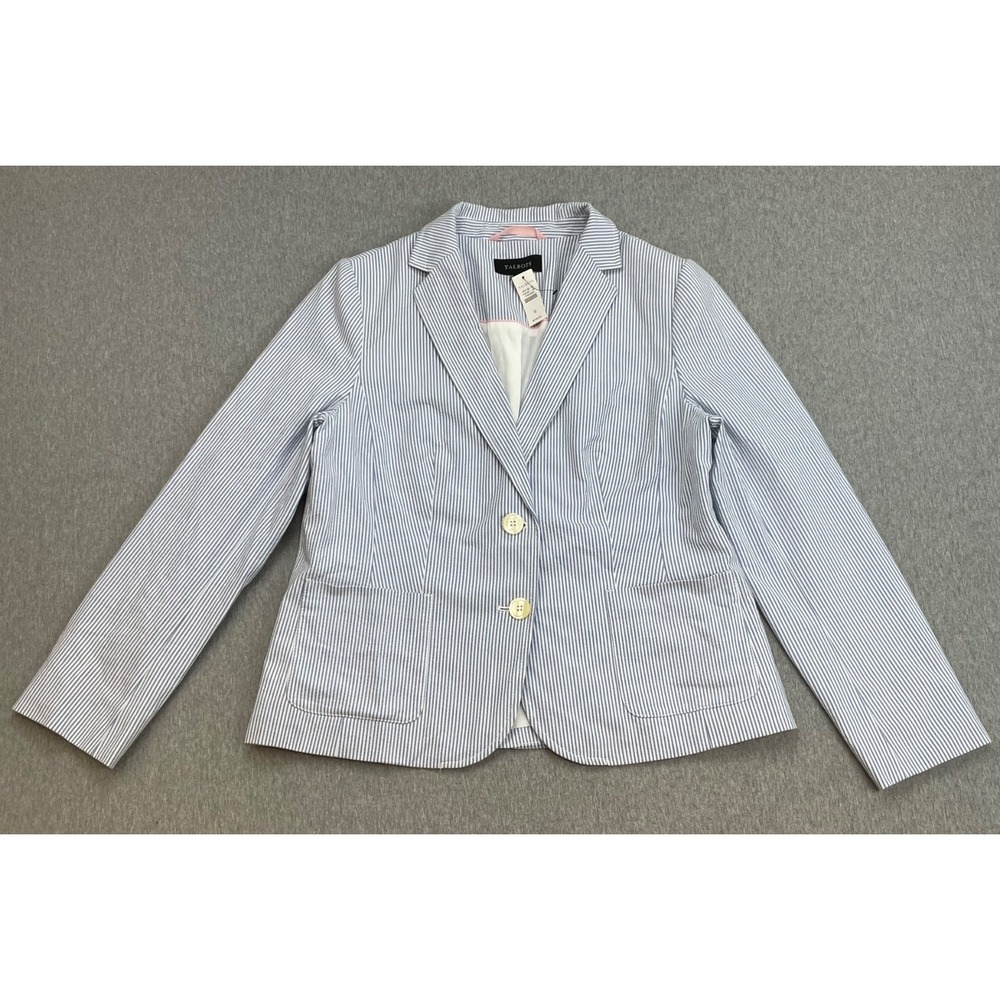 Talbots Jacket Womens 12 Pinstripe Cotton Blend Stretch 2-Button NWT